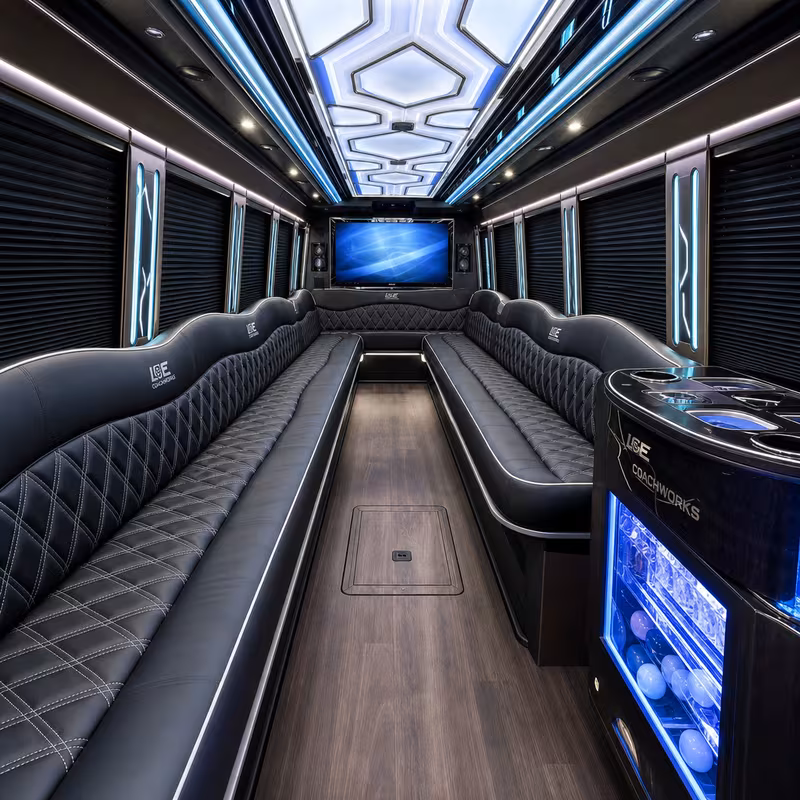18 Passenger Party Bus Interior
