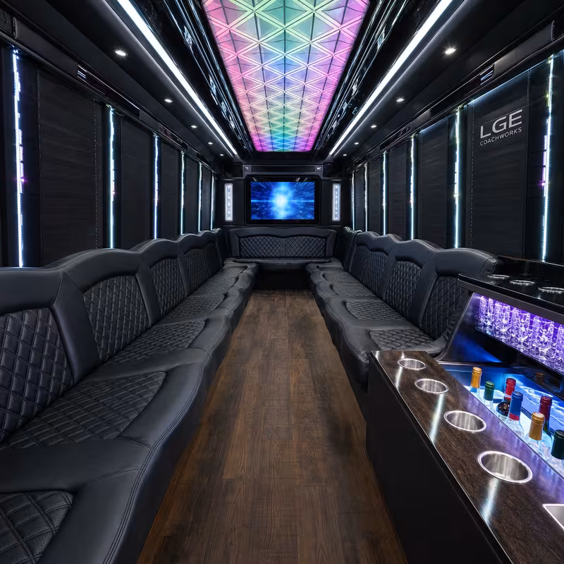 18 Passenger Party Bus Interior
