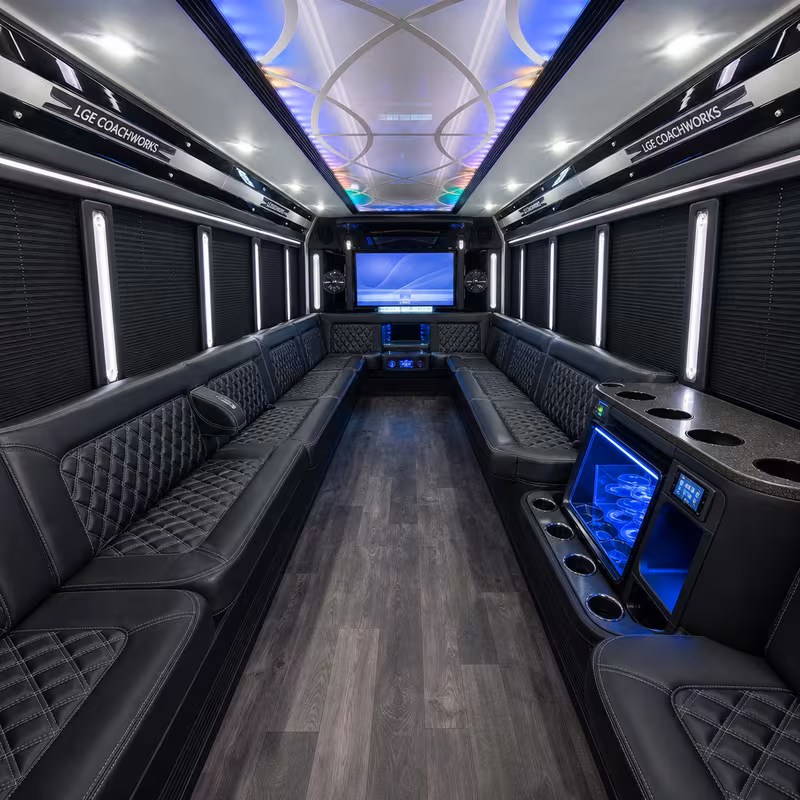 20 Passenger Party Bus Interior