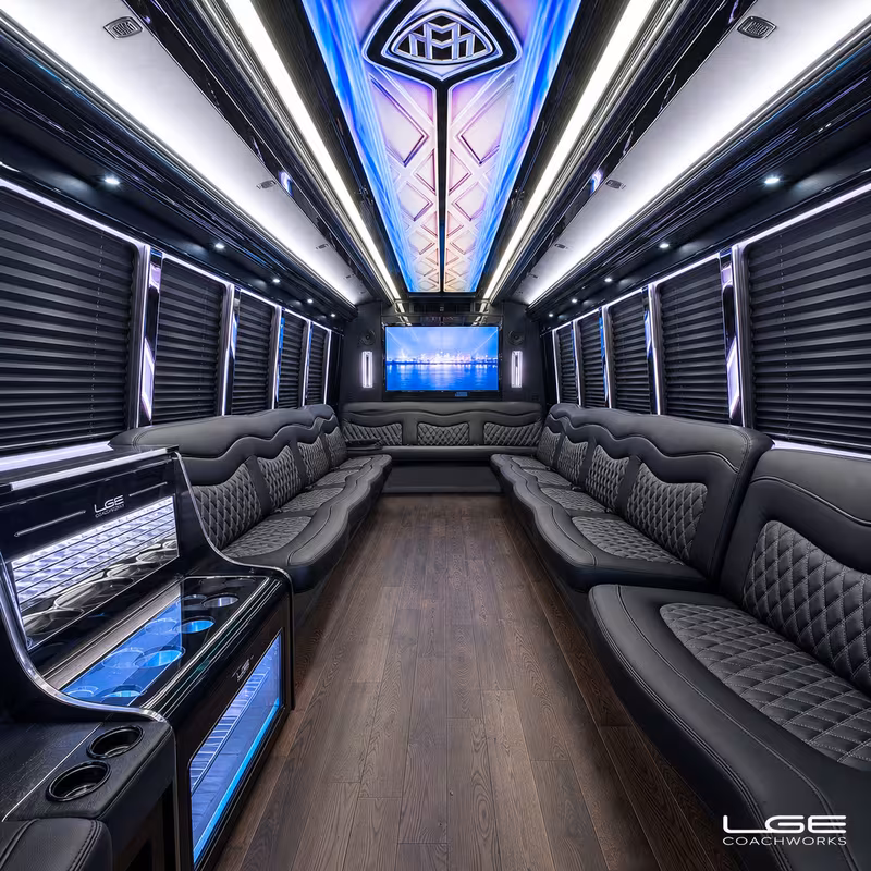 25 Passenger Party Bus Interior