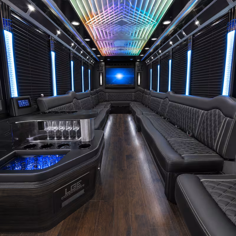 28 Passenger Party Bus Interior