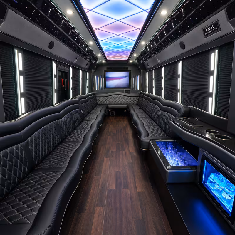 28 Passenger Party Bus Interior