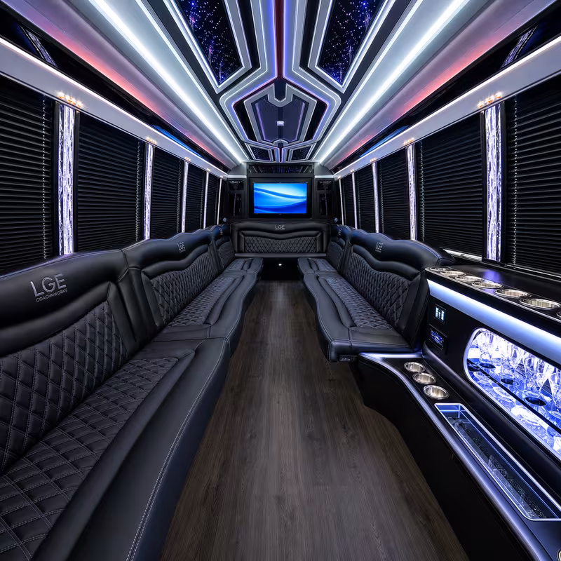 50 Passenger Party Bus Interior