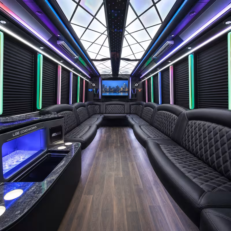 50 Passenger Party Bus Interior