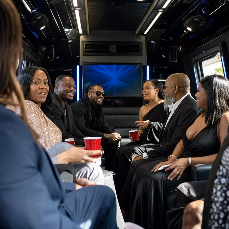 Black Mercedes Sprinter van staged for an San Diego Private Event Transportation group