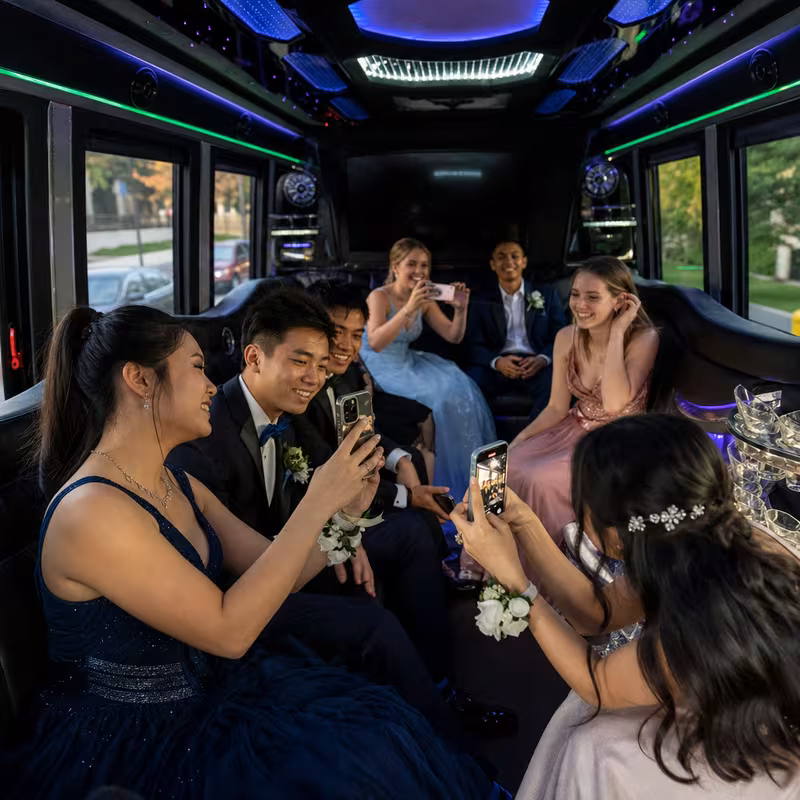 Black Mercedes Sprinter van staged for an San Diego Prom & Homecoming Transportation group