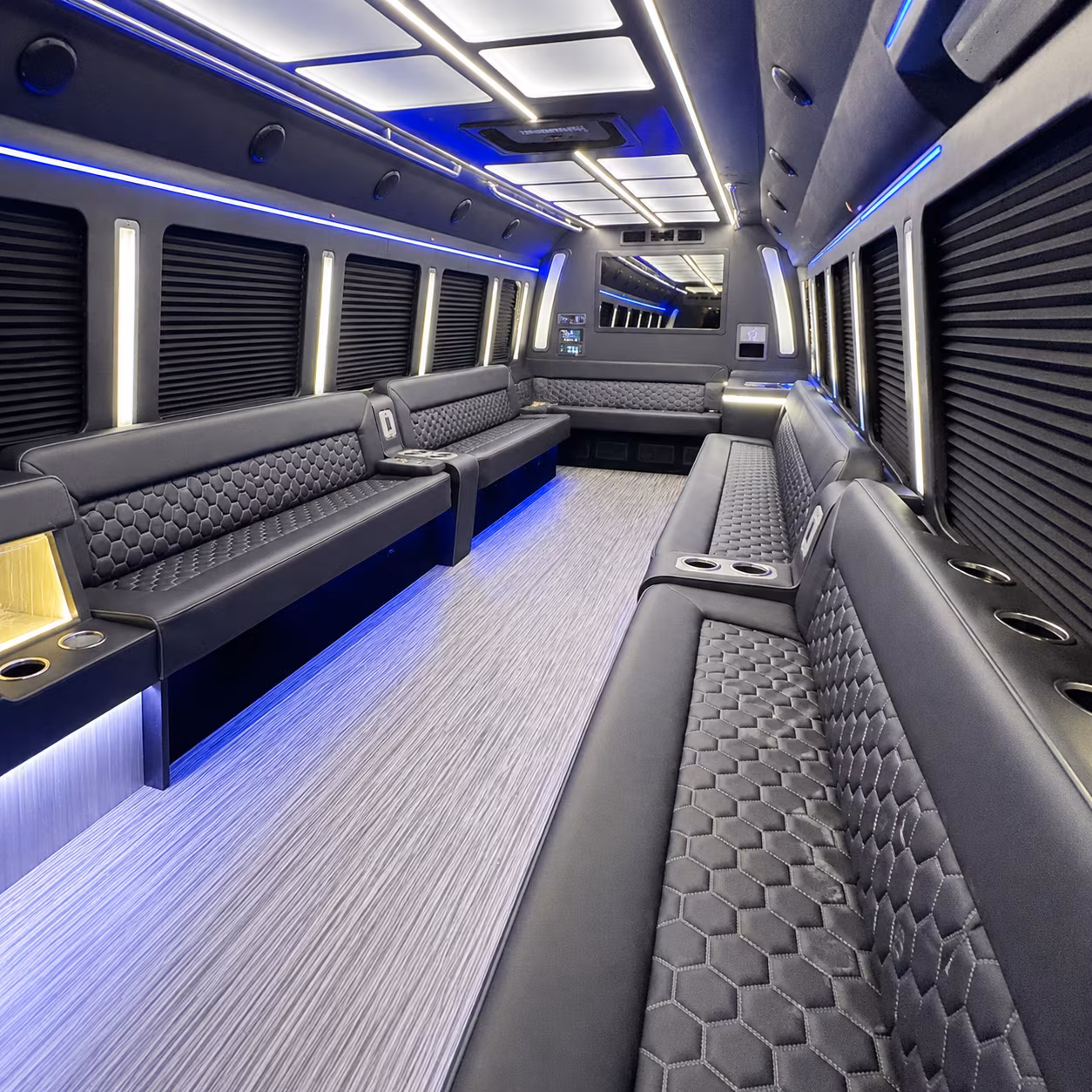 San Diego Birthday, Sweet 16, & Quinceañera Transportation party bus interior
