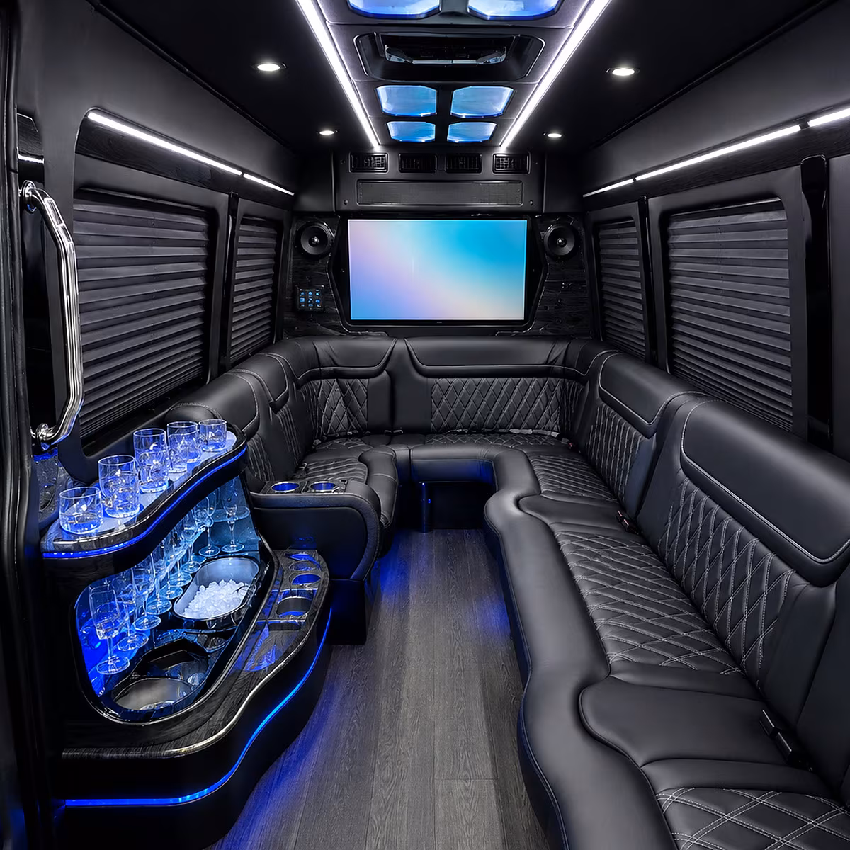 San Diego Wedding Transportation party bus interior