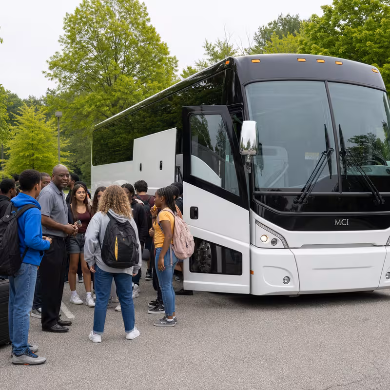Black Mercedes Sprinter van staged for an San Diego School Transportation group