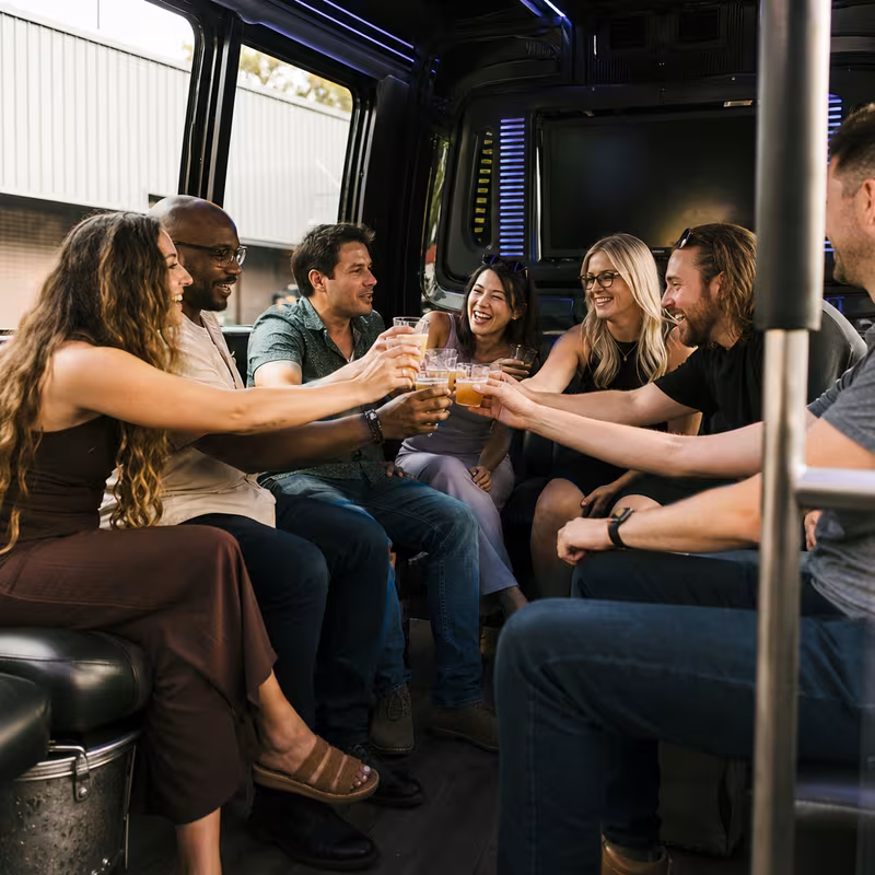 Black Mercedes Sprinter van staged for an San Diego Winery & Brewery Tour Transportation group