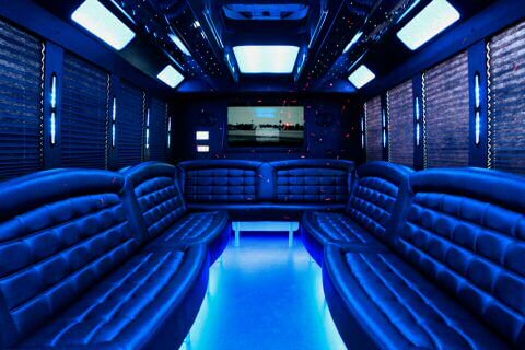 coronado 50 passenger party bus interior