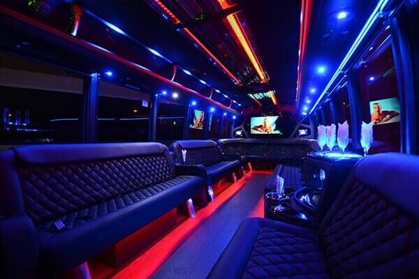 coronado 40 passenger party bus rental interior